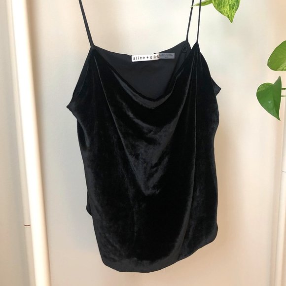 Alice + Olivia Black Velvet Cowl neck top - Picture 1 of 4